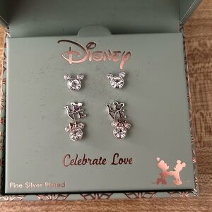 Disney Earrings three pair in box celebrate love